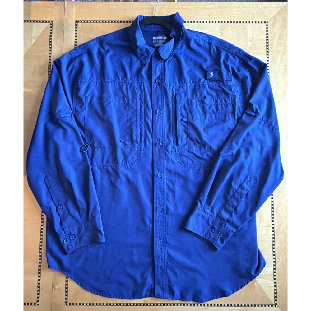 Men's Reel Legends Saltwater Long Sleeve Collared FISHING SHIRT - Size XXL - EUC